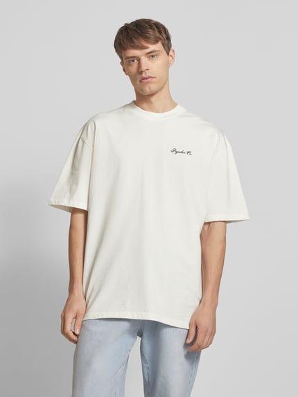 PEGADOR Oversized T-shirt met labelprint, model 'POLION' Offwhite - 4