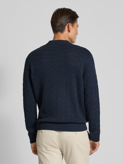 Selected Relaxed Fit Pullover aus reiner Baumwolle Modell 'PHILIP' Dunkelblau 5