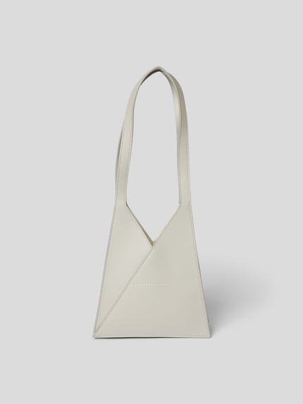 MM6 Maison Margiela Torba na ramię z naturalnej skóry Jasnoszary 4