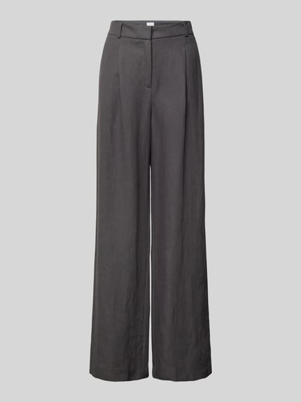 Jake*s Collection Flared Stoffhose aus Leinen-Mix Stein 2