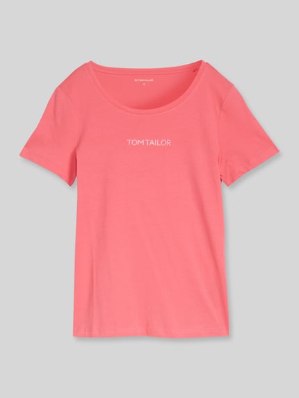 Tom Tailor Regular Fit T-Shirt mit Label-Schriftzug Koralle 2