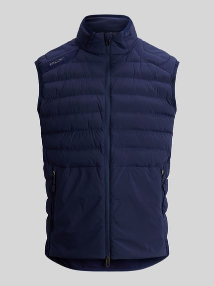 Produktfoto, dunkelblaue Regular Fit Weste mit Logo-Stitching Modell 'PIECE DYED' von Polo Ralph Lauren, Herren Weste, glatte Oberfläche