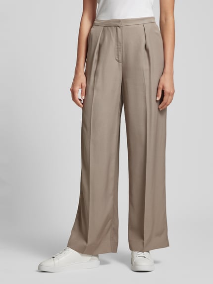 Calvin Klein Womenswear Anzughose aus Viskose-Mix mit Leinen-Anteil Sand 4
