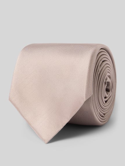 Productfoto, Krawatte aus reiner Seide mit Label-Detail van Blick in lichtbeige, klassieke pasvorm, deelnaad, Breedte maat 1: 8 cm