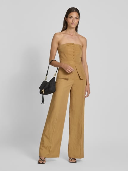 Jake*s Cocktail Flared Stoffhose mit Bügelfalten Senf 1