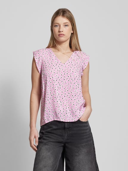 PIECES Blouse van viscose met V-hals, model 'NYA' Roze - 4