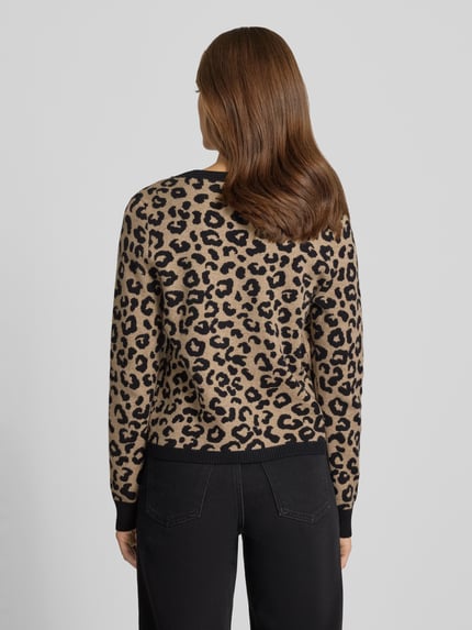 ONLY Regular Fit Strickjacke aus Viskose-Mix Modell 'LEO' Sand 5