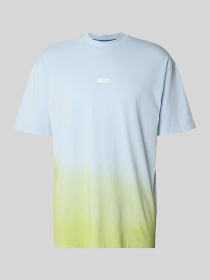 Produktfoto, Loose Fit T-Shirt aus reiner Baumwolle Modell 'NALONO_F' von Hugo Blue, efekt ombre, krótki rękaw, okrągły dekolt, logo z przodu
