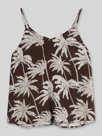 Tom Tailor Denim Relaxed Fit Top aus reiner Viskose mit Bindeband Schoko Melange 2