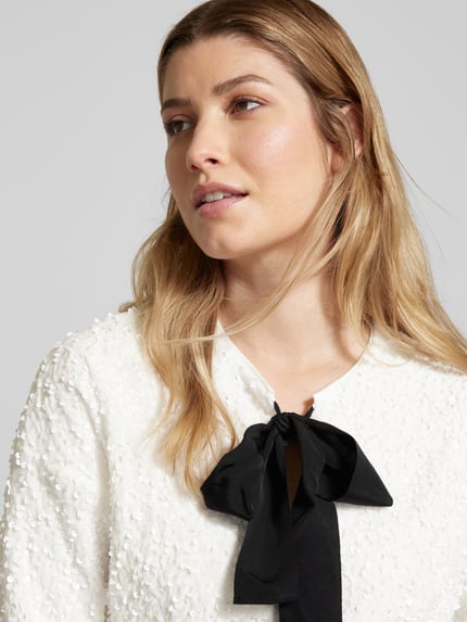VILA Regular Fit Bluse mit Schleifen-Detail Modell 'ARIA' Weiss 3
