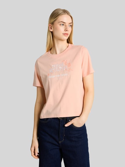Tom Tailor Denim męski t-shirt o kroju regular fit z czystej bawełny Morelowy 4