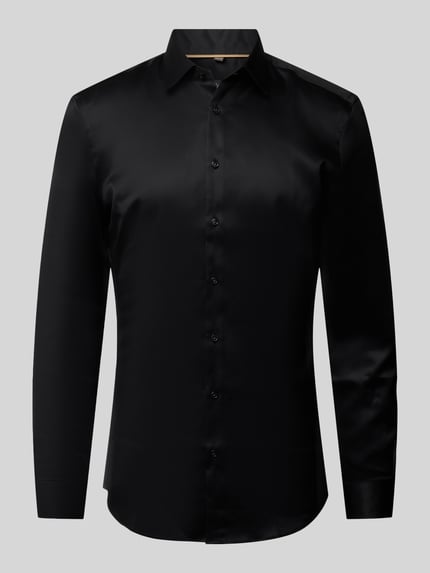 Jake*s Super slim fit zakelijk overhemd met kentkraag Zwart - 1