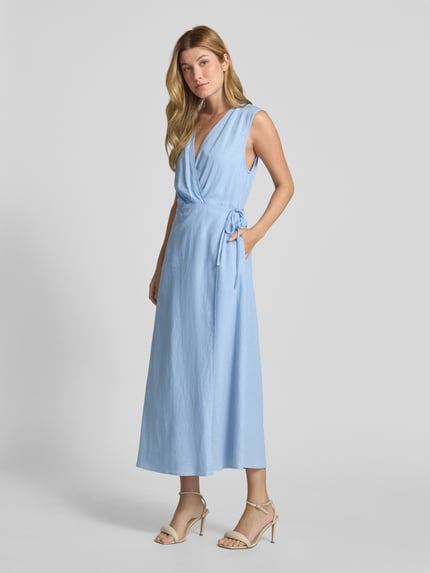 GUIDO MARIA KRETSCHMER WOMAN Regular Fit Wickelkleid aus Leinen-Viskose-Mix Modell 'GINA' Bleu 1