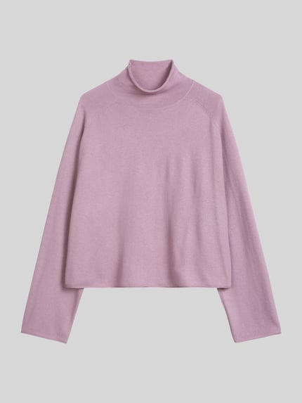 Produktfoto, Rollkragenpullover mit Mock Neck von MARC O'POLO in Rosa, Feinstrick, Struktur, Loose Fit, cropped, langer überschnittener Ärmel, unifarben, Wollmix
