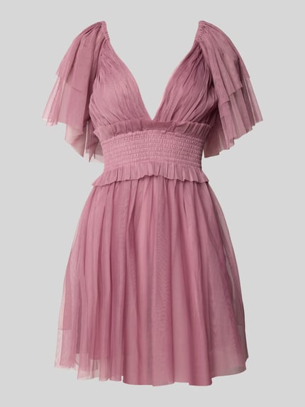 Lace & Beads Cocktailkleid mit V-Ausschnitt und Taillenband Rose 2