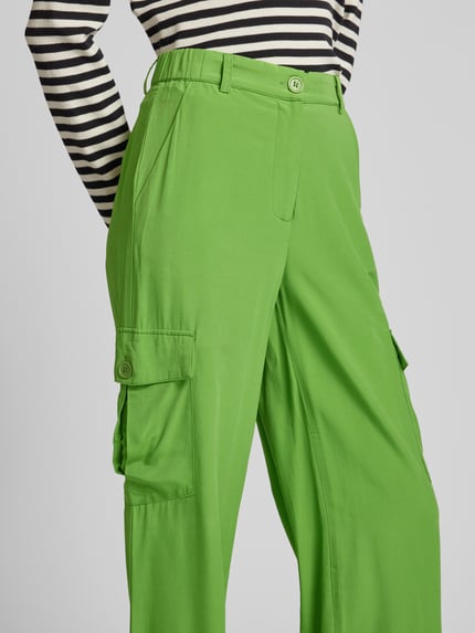 FREE/QUENT Loose fit broek van viscosemix, model 'Exa' Appeltjesgroen - 3