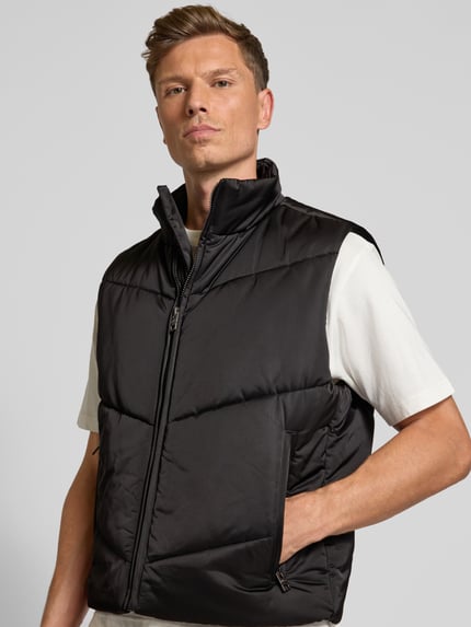 HUGO Regular Fit Steppweste aus wattiertem Satin Modell 'BEROLINO' Black 3
