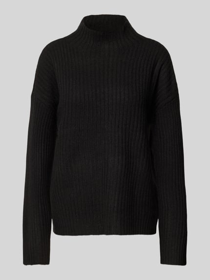 PIECES Loose Fit Strickpullover mit Mock Neck Modell 'TULLE' Black 2
