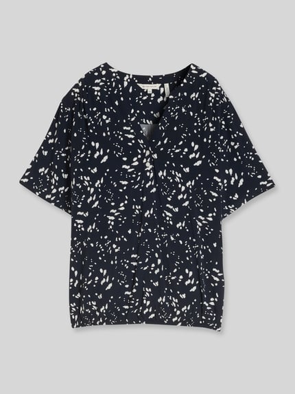 Tom Tailor regular fit blouse van pure viscose Marineblauw - 2