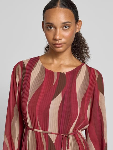 ZABAIONE Knielanges Kleid mit Bindegürtel Modell 'Sa44raa' Bordeaux 3