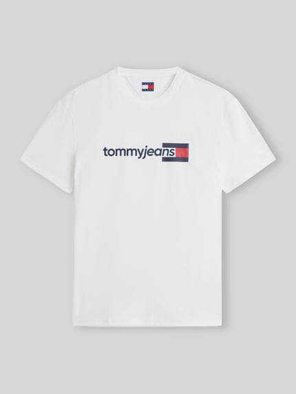Tommy Jeans Regular Fit T-Shirt aus reiner Baumwolle Ecru 2