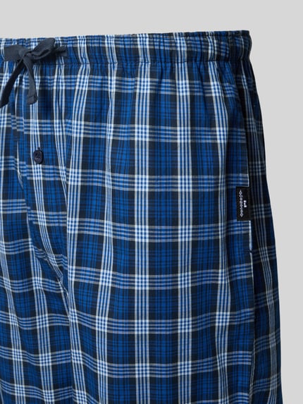 Productfoto, Pyjama-Hose im Allover-Look mit Tunnelzug van GÖTZBURG 188 in blauw-wit geruit patroon, puur katoen, regular fit, elastische band en tunnelkoord