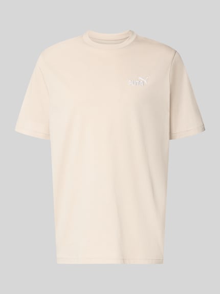 Produktfoto, Regular Fit T-Shirt mit Logo-Stitching von PUMA PERFORMANCE in Beige, reine Baumwolle, Rundhalsausschnitt, glatte Textur
