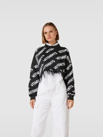VETEMENTS Pullover met all-over logo Zwart - 4