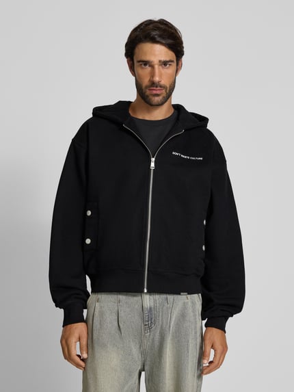 Don´t Waste Culture Sweatjacke mit Kapuze und Logo-Print Modell 'Baelen' Black 4