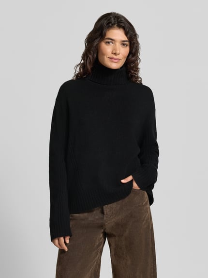Liu Jo White Relaxed Fit Rollkragenpullover aus reiner Wolle Black 4