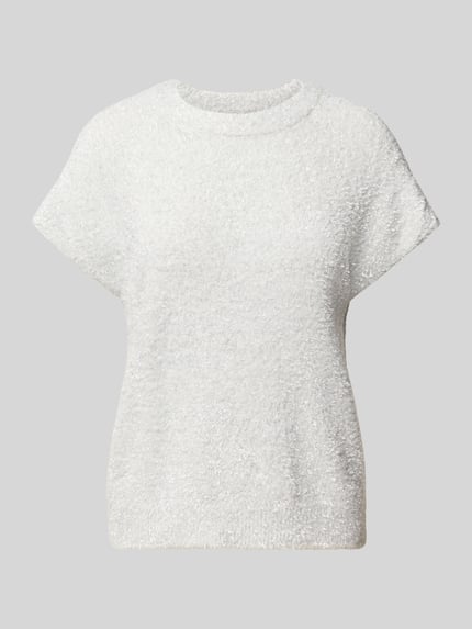 Productfoto, witte gebreide pullover van Regular Fit Strickpullover aus Viskose-Mix Model 'ANILES' van ICHI, Dames, viscosemix, regular fit, korte mouw, ruglengte bij maat S 52 cm.