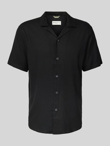 Tom Tailor Denim Relaxed Fit Freizeithemd aus Viskose-Leinen-Mix Black 2