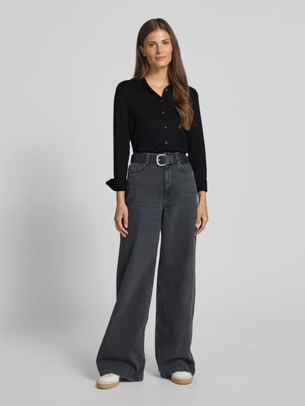 Marc O'Polo Overhemdblouse van viscosemix met platte kraag Zwart - 1