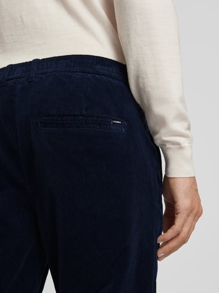 GABBA Spodnie sztruksowe w kroju regular fit z zapięciem na guzik model 'MONZA' Granatowy 3