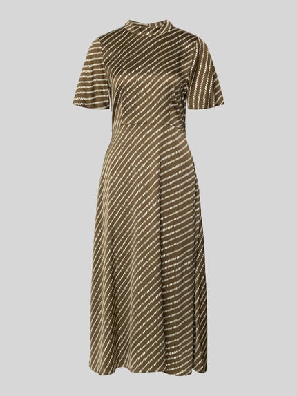 Produktfoto, Regular Fit Midikleid aus zuiver viscose met opstaande kraag van Comma, getailleerde pasvorm, effen design