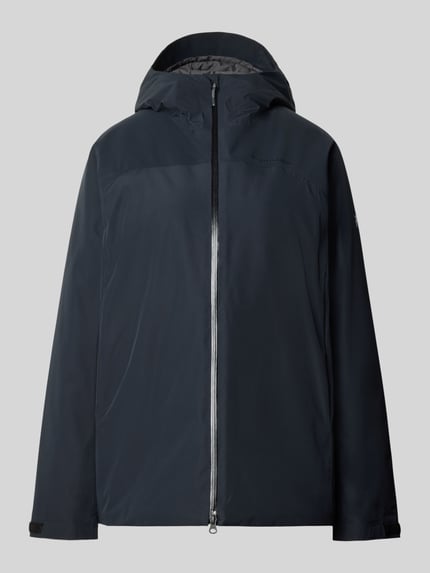 Produktfoto, dunkelblaue Jacke mit Zweiwege-Reißverschluss Modell 'TREELINE HIPE' von Peak Performance, glatte Struktur, Regular Fit, Kapuze
