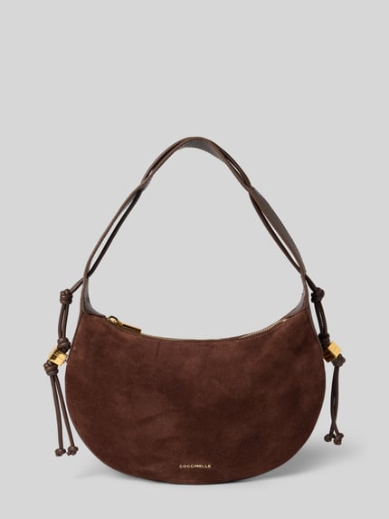 Produktfoto, Handtasche aus echtem Leder Modell 'MOON' von Coccinelle in Braun mit Schulterriemen, Label-Details, Reißverschluss, Damen Accessoire