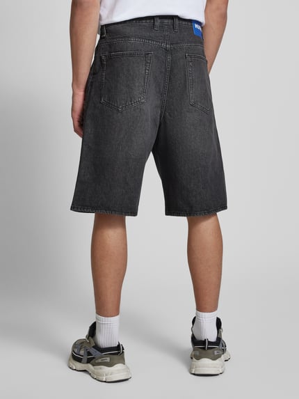 HUGO Blue Baggy fit jeansbermuda in destroyed-look, model 'MASON' Zwart - 5