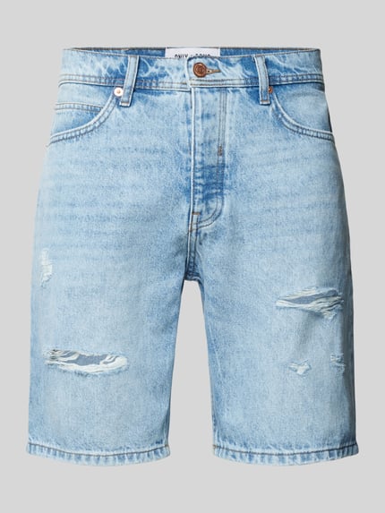 ONLY & SONS Korte regular fit jeans in destroyed-look, model 'EDGE' Lichtblauw - 2