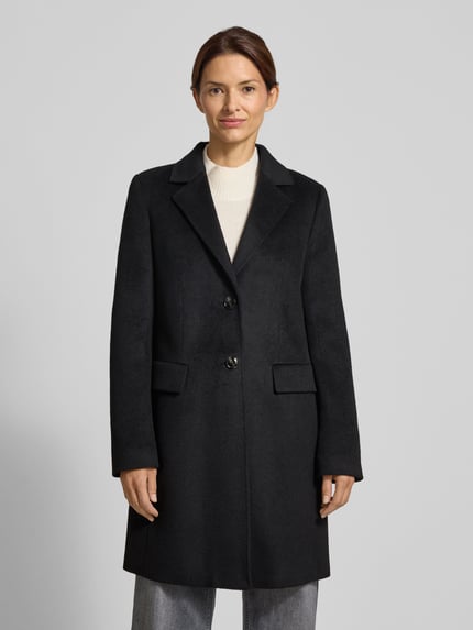 Jake*s Collection Płaszcz o kroju regular fit z dodatkiem wełny lana i kołnierzem z połami Czarny 4