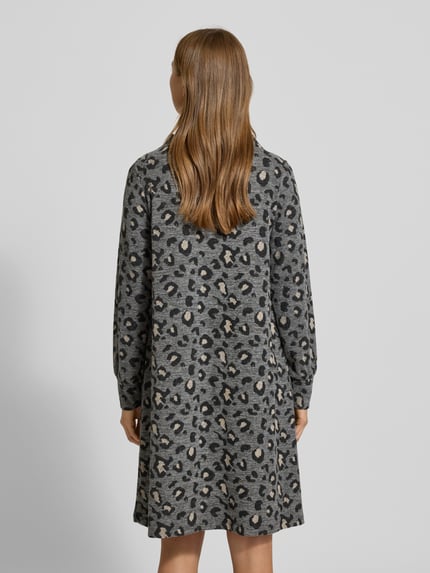 MORE & MORE Knielanges Jerseykleid im Allover-Look Anthrazit 5