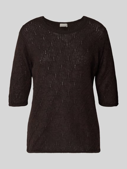 Milano Italy Regular Fit Strickshirt mit Alpaka-Anteil und 1/2-Arm Schoko 2