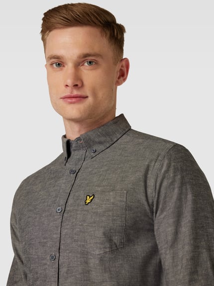 Lyle & Scott Slim Fit Freizeithemd aus Baumwoll-Leinen-Mix Dunkelblau 3