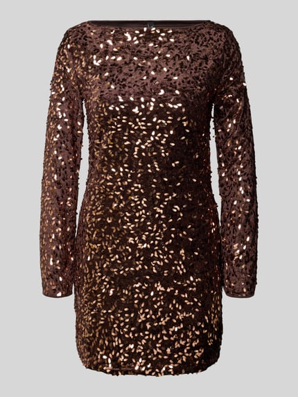 VERO MODA Paillettenkleid mit U-Boot-Ausschnitt Schoko Melange 1
