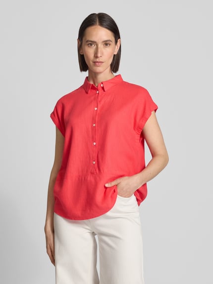 ICHI Regular Fit Bluse aus Leinen-Viskose-Mix mit Knopfleiste Pink 4