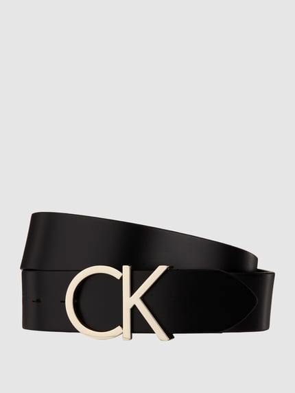CK Calvin Klein Pasek skórzany z aplikacją z logo Czarny 1