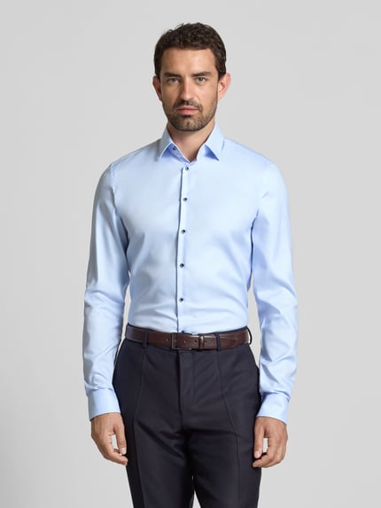 Jake*s Slim Fit Businesshemd mit extra langem Arm Bleu 4