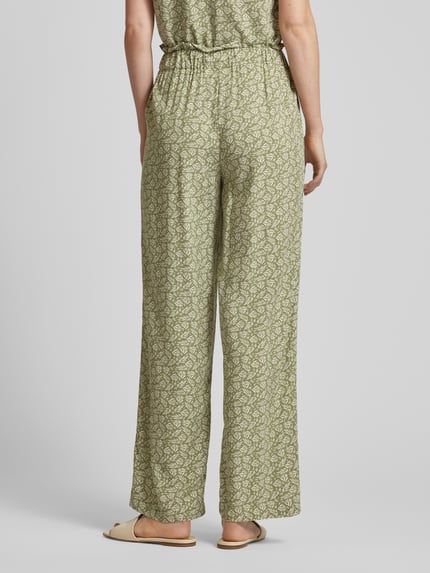 VILA High Waist Stoffhose mit Allover-Print Modell 'LISE' Oliv 5