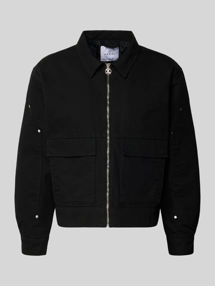 Edwin Overhemdjack van wol met klepzakken Model 'DOGMA WORK JACKET' Zwart - 2