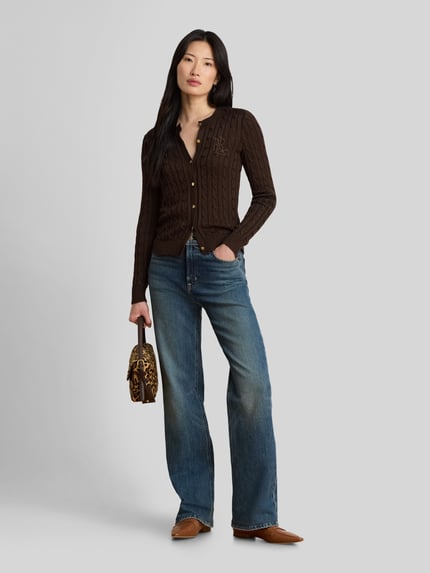 Lauren Ralph Lauren Slim Fit Strickjacke aus Baumwoll-Viskose-Mix Dunkelbraun 1